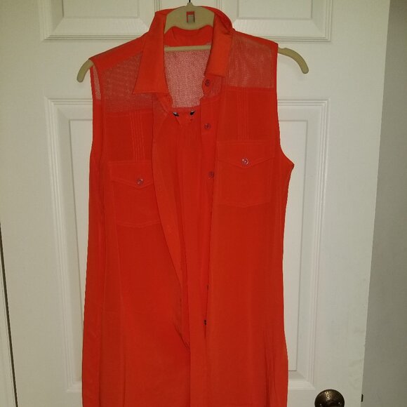Club Monaco Sleeveless tie Silk Dress - Orange - Picture 1 of 8